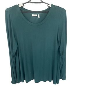 LOGO Lori Goldstein Top Womens Large Green Long Sleeve